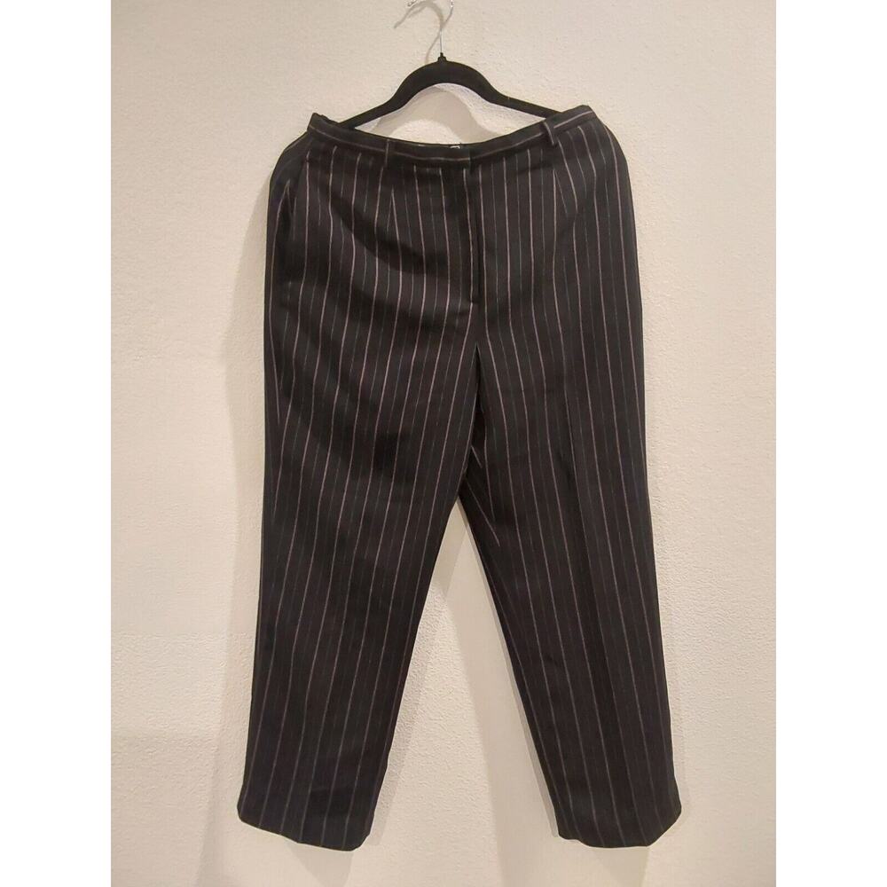 Laura Scott Petite Black Slacks Pants Pink Pinstripes Gossip Girl Style 10P‎